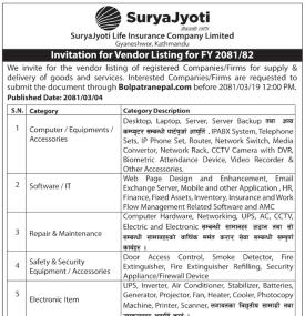 Invitation for Vendor Listing