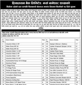 बानेश्वर शाखाको धितोमा रहेको चलअचल सम्पत्ति लिलाम बिक्री सम्बन्धी सूचना