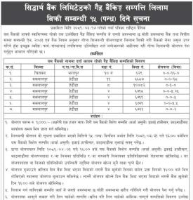 गैह्र बैंकिङ्ग सम्पत्ति लिलाम बिक्री सम्बन्धी १५ दिने सूचना
