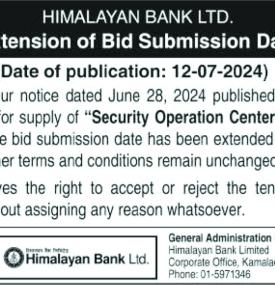 Notice for Extention of Bid Submission Date