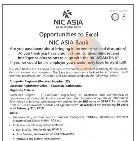 NIC Asia बैंकमा रोजगारीको अवसर