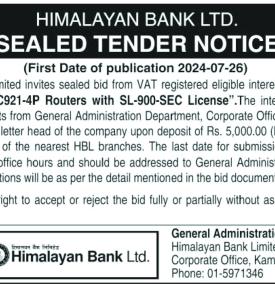 Sealed Tender Notice