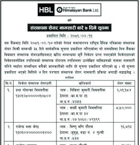 संस्थापक शेयर नामसारी बारे ७ दिने सूचना