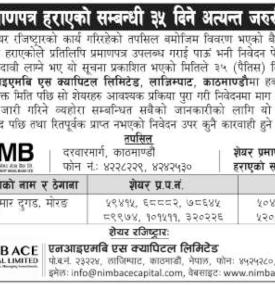 शेयर प्रमाणपत्र हराएको सम्बन्धी सूचना