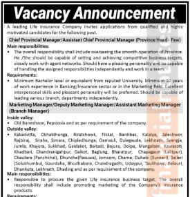 इन्स्योरेन्समा कर्मचारी आवश्यकता - Vacancy Announcement