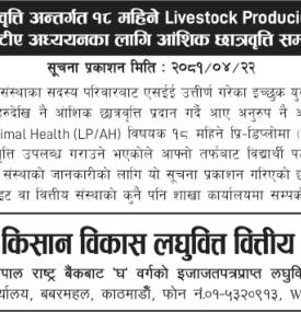 जेटीए अध्ययनका लागि आत्रवृत्ति सम्बन्धी लघुवित्तको सूचना -