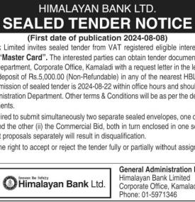 Sealed Tender Notice