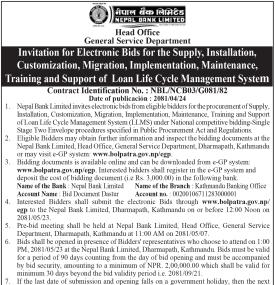 Invitation for Electronic Bids