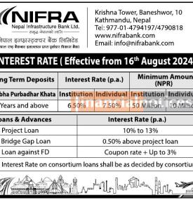 निफ्राको ब्याजदर परिवर्तन, भाद्र १ गतेदेखि कुन खातामा कति पुग्यो ?