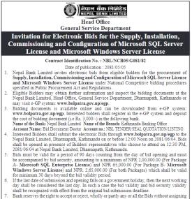 Invitation for Electronic Bids for the Supply -