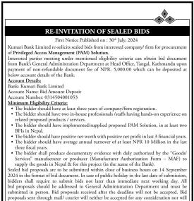 Re-Invitation of Sealed Bids