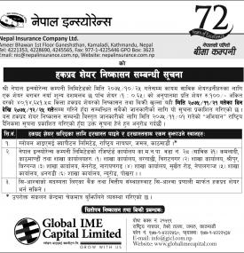 Right Share Issue Notice