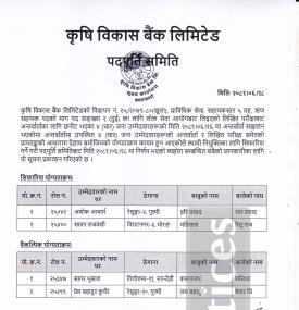 कृषि विकास बैंकको पाँचौ तह, ऋण सहायक पदको अन्तिम नतिजा प्रकाशित -