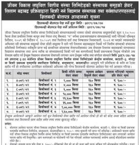 जीवन विकास लघुवित्तको संस्थापक शेयर लिलाम बिक्री सम्मन्धी सूचना