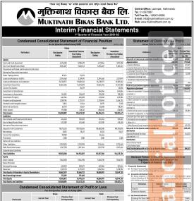 मुक्तिनाथ विकास बैंकको खुद नाफा २८ करोड १८ लाख रुपैयाँ - Q1 Report -