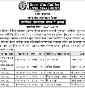 वैकल्पिक उम्मेदवार सम्बन्धी सूचना