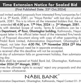 Time Extention Notice for Sealed Bid