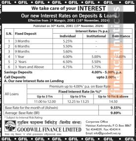 Notice About Rate of Interest