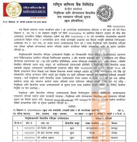 राष्ट्रिय वाणिज्य बैंकको परीक्षाफल प्रकशनबारे सूचना - 