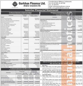 गोर्खाज फाइनान्सको खुद नाफा २५ लाख ९८ हजार रुपैयाँ - Q2 Report -