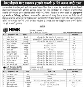 शेयरधनीहरुको शेयरप्रमाणपत्र हराएको सम्बन्धी सूचना