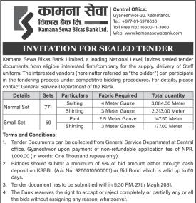 Invitation for Sealed Tender 