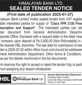 Sealed Tender Notice -