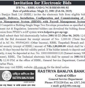 Invitation for Electronic Bids
