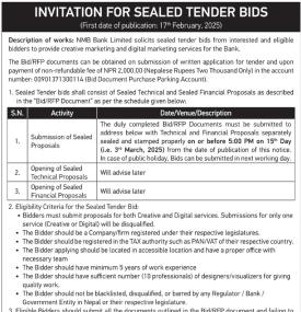 Invitation for Sealed Tender Bids