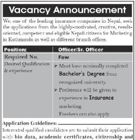 Prabhu Insurance Announces Job Openings for Marketing Officers