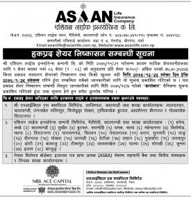 हकप्रद शेयर निश्काशन सम्बन्धी सूचना 