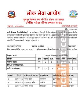 कृषि विकास बैंकको लिखित परीक्षाकाे नतिजा प्रकाशन सम्बन्धी सूचना -