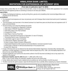 Invitation for Expression of Interest (EOI)