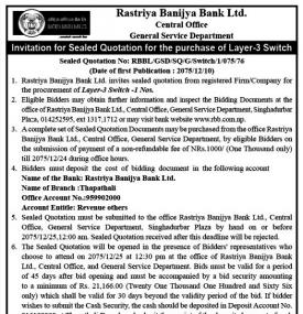 Invitation for sealed Quotation 