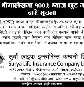 ब्याज छुट गरिएको सम्बन्धी सूचना
