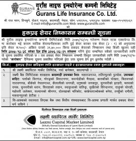 Right Share Issue Notice