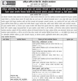 कर्जा चुक्ता नगरेमा कर्जा सुरक्षण वापत धितो रहेको सम्पत्ति लिलाम बिक्री गर्ने सम्बन्धी सूचना