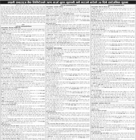 बैंकको ऋण कर्जा चुक्ता भुक्तानी गर्ने गराउने बारे ३५ दिने सार्वजनिक सूचना 