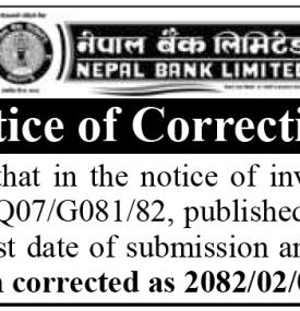 Notice for- Correction