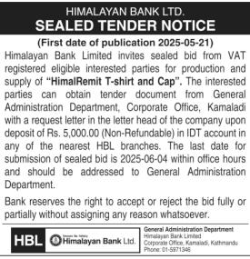 Sealed Tender Notice