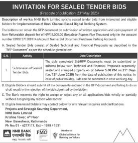 Invitation for Sealed Tender Bids
