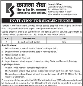 Notice About Invitation for Sealed Tender