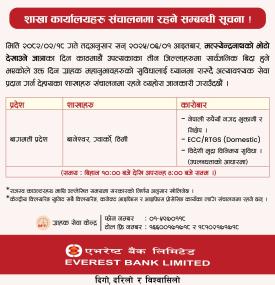 भोटो जात्राको दिन पनि शाखा कार्यालयहरु संचालनमा रहने सम्बन्धी सूचना