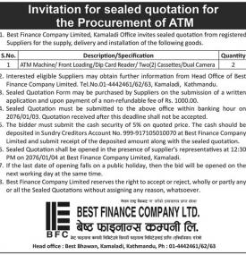 Invitation for Sealed Quotation 