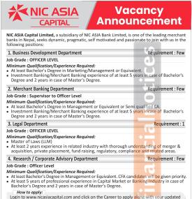NIC ASIA Capital Announces Multiple Job Openings Across Key Departments