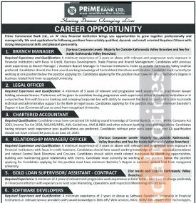 Prime Commercial Bank Announces Job Opportunities Across Multiple Positions