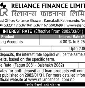Notice Regarding the Rate of Interest 