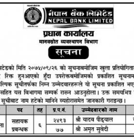 बैकल्पिक उम्मेदवारको नतिजा प्रकाशीत 