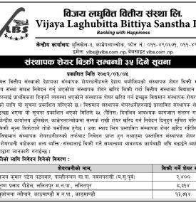 संस्थापक शेयर बिक्री सम्बन्धी ३५ दिने सूचना