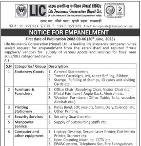 Notice for Empanelment